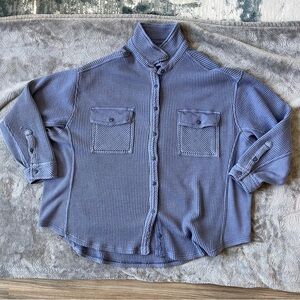 Blue Aerie Lumber Jane Waffle Button Down Shirt size Large